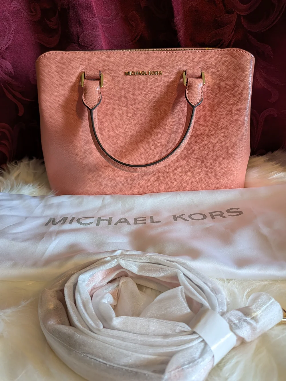 Michael Kors Pink Saffiano Leather Tote Bag